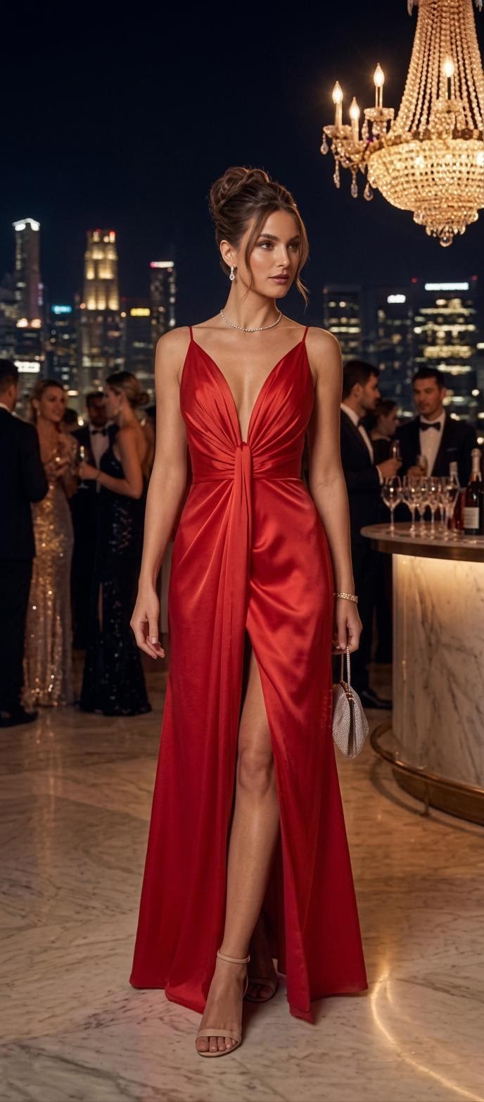 Mulher com vestido vermelho